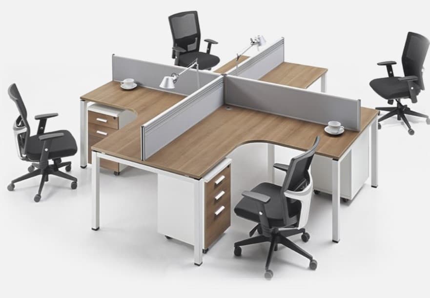 Modern office desks representing the UNIMED office